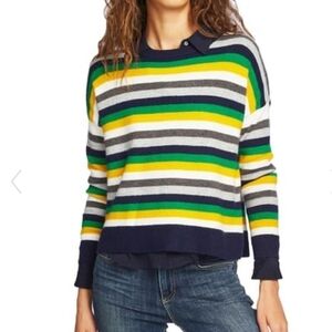 NEW Court & Rowe Stripe Crop Yellow Navy Sweater